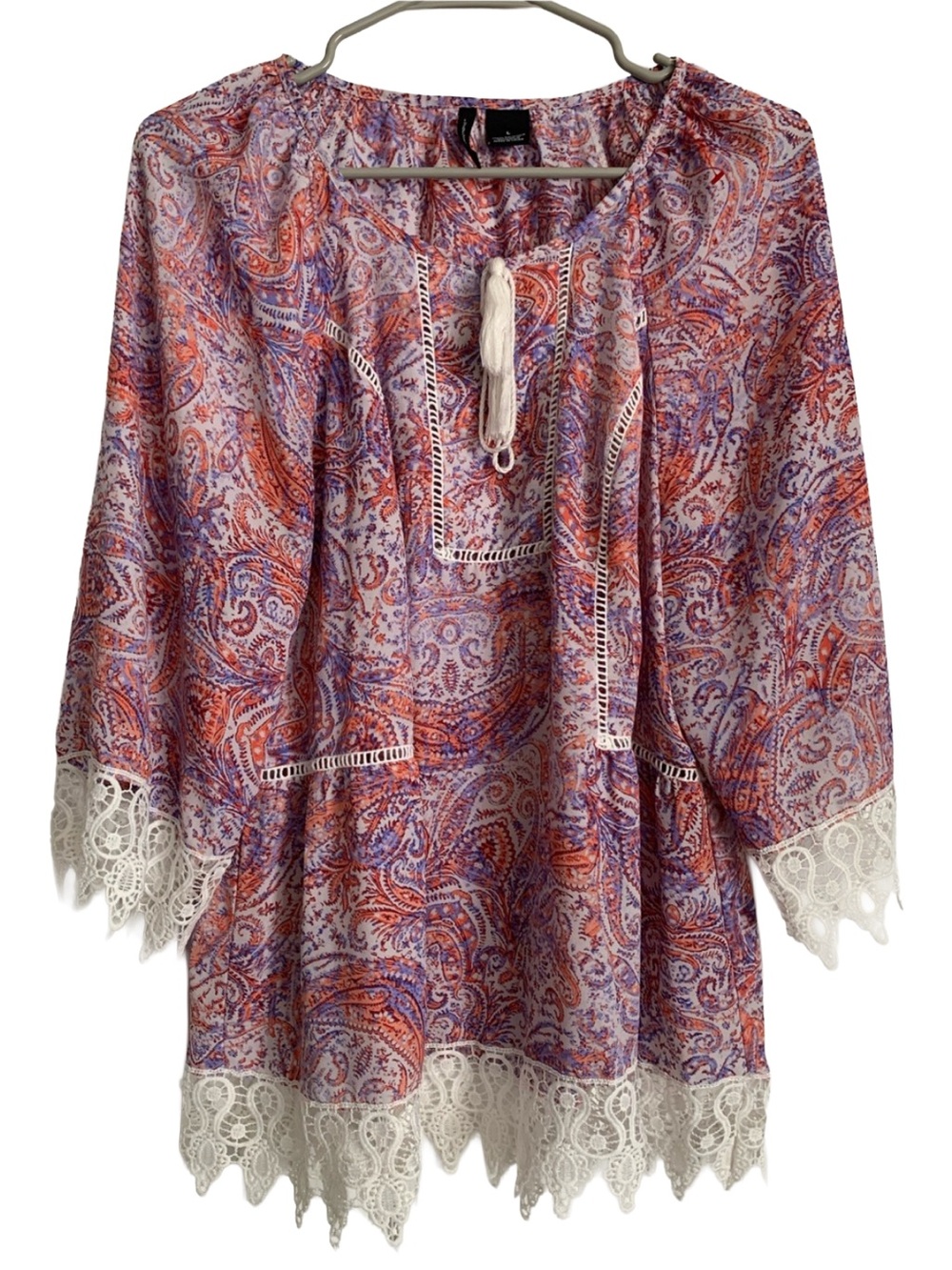 NEW DIRECTIONS Women's Purple Coral Paisley Print Blouse